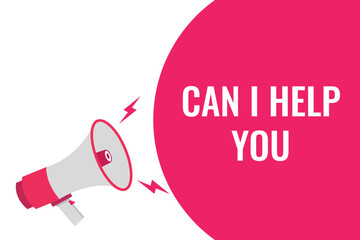 Can i Help you button, banner, label, template for website. Can i Help you text with colorful megaphone icon