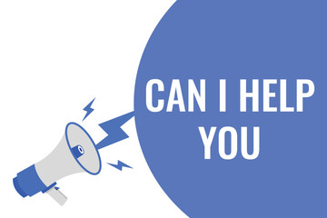 Can i Help you button, banner, label, template for website. Can i Help you text with colorful megaphone icon