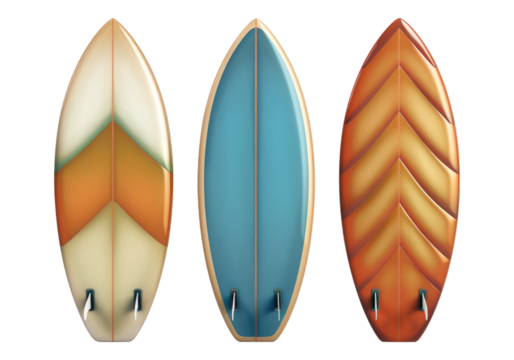 surfboards isolated on transparent background.