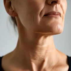 Obraz premium A close up of a woman's face with wrinkles on her neck