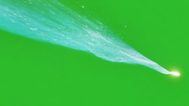 From a distance the comets tail appears like a shimmering ribbon stretching across the horizon. Green screen chromakey