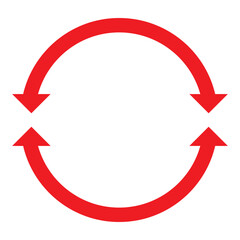 Semicircular double arrows rotate. Following each other in a circle. Two simple arrows in circular motion.  Vector illustration. EPS 10/AI