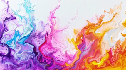 Abstract Painting with Vibrant Wave-like Design in Multiple Colors