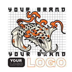 Fish koi logo and symbol vector image	