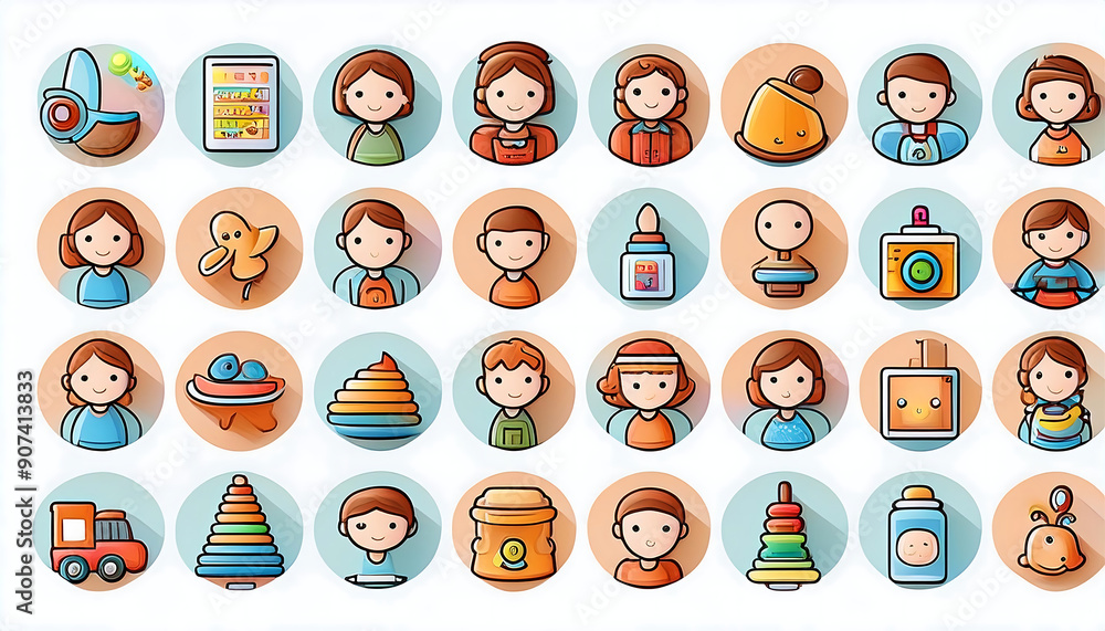 Poster baby thin line icons 2- description- set of thin line icons representing baby items and acc_1(41)
