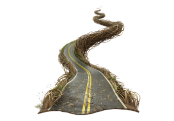 tangled road isolated on transparent background.