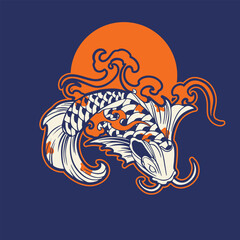 Fish koi logo and symbol vector image	