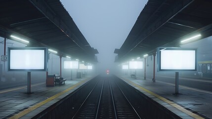 Obraz premium White mockup billboard in train station