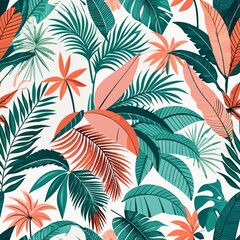 Fototapeta premium seamless pattern with wild flowers and leaves on White background