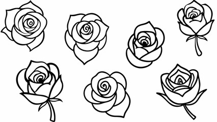 Beautiful Decorative Rose Silhouette and Hand-Drawn Flower Illustrations