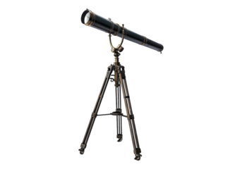telescope on tripod isolated on transparent background.