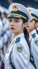 Obraz premium A woman in a military uniform is posing for a picture