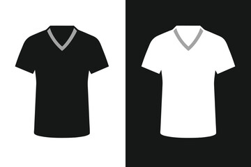 Naklejka premium Black Color Men V Neck T shirt Mockup with white Background