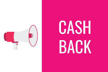 Cash Back button, banner, label, template for website. Cash Back text with colorful megaphone icon
