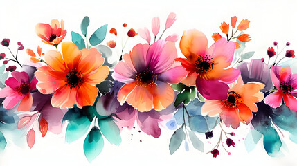 Watercolor Floral Border