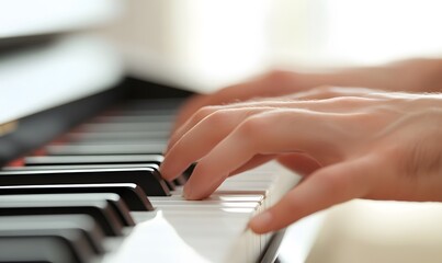 Closeup of hands playing piano, Generative AI