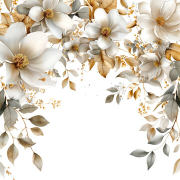 Elegant Floral Hanging Arrangement with White and Gold Flowers for Home Decor and Celebrations