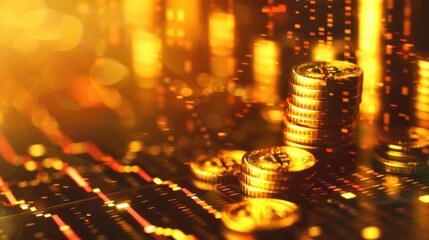 abstract background overlapping gold coins