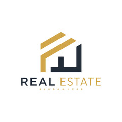 Architectural building creative logo concept, house logo design, home construction logo. Premium Vector