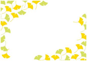 秋のいちょうの葉フレーム背景19