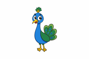  kawaii peacock vector illustration