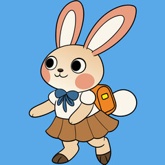 Cute Cartoon Rabbit School Bag Vector illustration