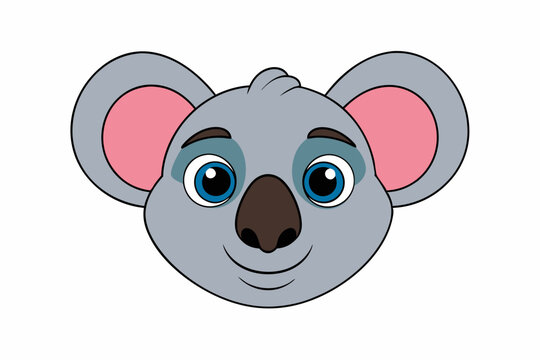 recommend clip art: vector line art cartoon animal face koala logo illustration