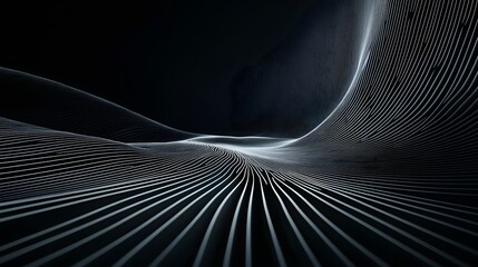 Abstract Motion Graphics Featuring White Lines Against Black Background