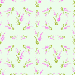 seamless pattern with seaweed 