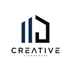 Architectural building creative logo concept, house logo design, home construction logo. Premium Vector