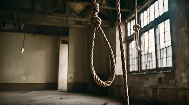 Rope Noose Suspended in Derelict Building