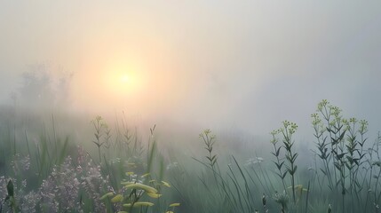 Misty Meadow Sunrise