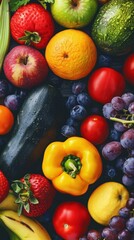 Colorful Fruit and Vegetable Still Life.