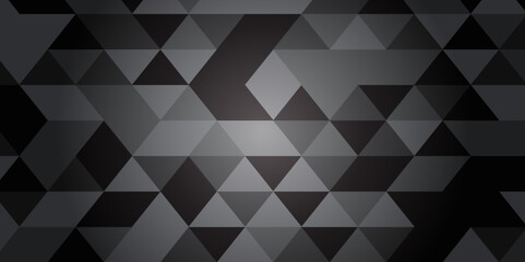 Obraz premium Seamless geometric pattern square shapes low polygon backdrop background. Abstract geometric wall tile and metal cube background triangle wallpaper. Gray and black polygonal background.