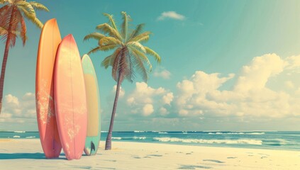 Surfboards on Tropical Beach