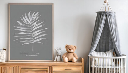 Scandinavian Nursery with Wooden Cradle and Poster- Description- Bright and stylish Scandin_1(202)