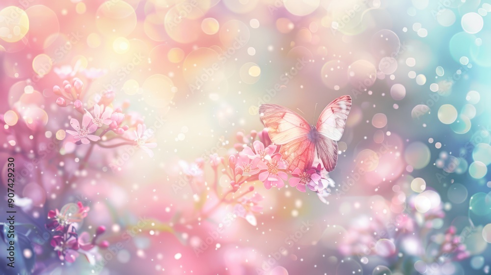 Poster light pastel tones with a bokeh effect, adding a magical and whimsical feel to the background.