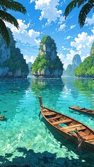 Fototapeta premium phang nga bay thailand natural wonders around the world morning view anime