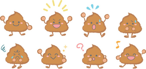 いろんな表情の 茶色うんち キャラクターセット