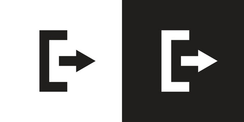 Fototapeta premium Vector black and white exit icons