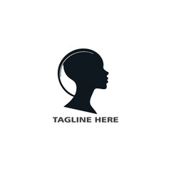 Silhouette of a female head. Vector logo design template.