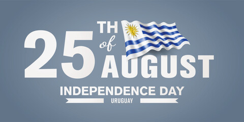 Uruguay happy independence day greeting card, banner with template text vector illustration