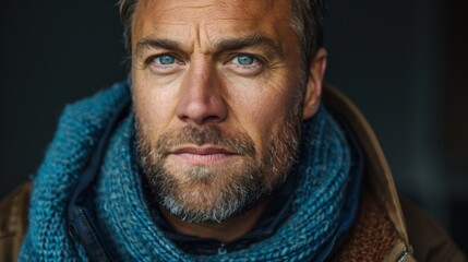 Fototapeta premium Portrait of a positive European male on a solid background