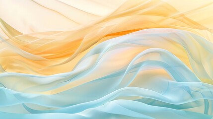 Obraz premium Elegant Gradient Frosted Glass with Flowing Cerulean and Pastel Yellow Tones, Reflecting Modern Aesthetic and Artistic Elegance in Interior Design