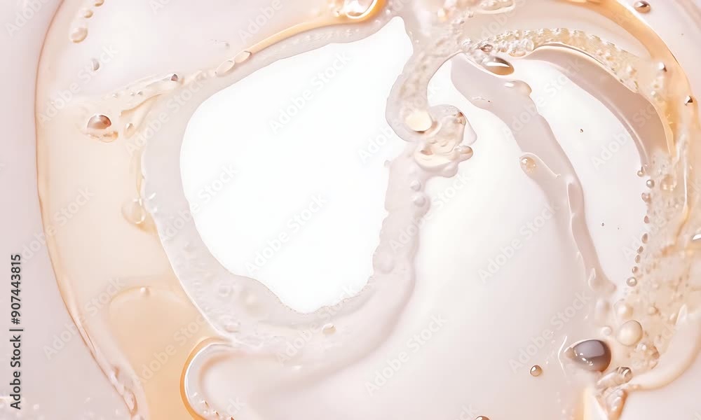 Poster delicate liquid swirls and bubbles create captivating patterns, emphasizing textures in soft hues