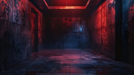 Obraz premium Relaxing and ancient dark and nocturnal room that is set with only red light