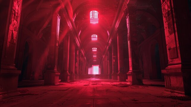Relaxing and ancient dark and nocturnal room that is set with only red light