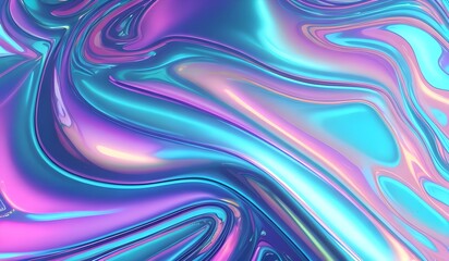 Holographic iridescent surface with a wrinkled vaporwave texture. Trendy design featuring multiple colors in an 80's webpunk neon style. This eye-catching aesthetic is perfect for modern digital art.