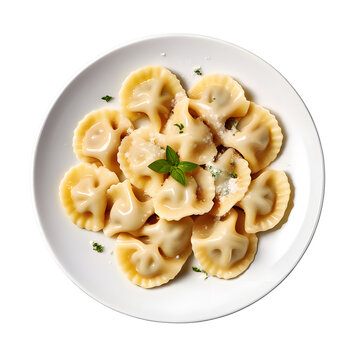 recommend clip art: Ravioli in the plate on transparent background.