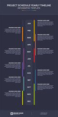 Project Schedule HistoryTimeline, Gantt Chart, Business Planning Infographic Template with 12 Months